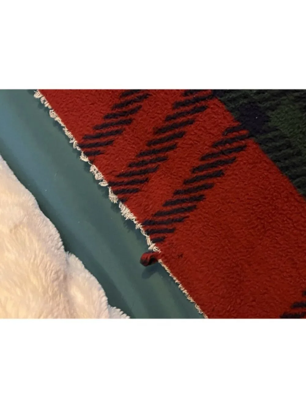 VTG Biederlack Blanket Reversible Plaid Red Blue Throw 75”x 58” Cabincore Twin